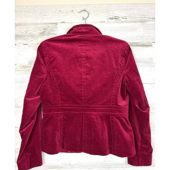 Talbots Women’s 8P Red Velvet Fitted Button-Up Blazer Jacket Holiday Christmas - Picture 2 of 6